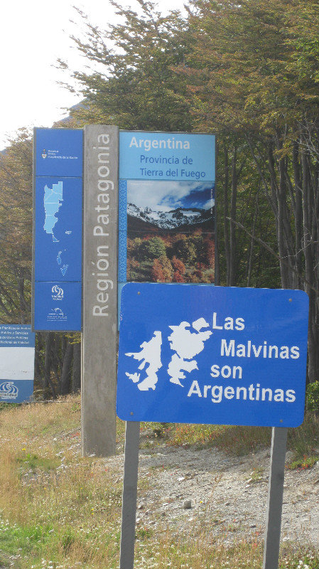One of the many signs stating the Falklands are Argentinian