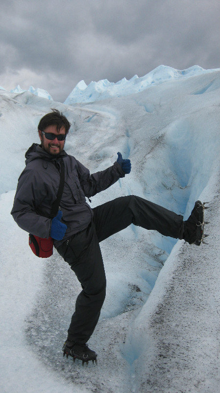 Getting my crampon on on Perito Moreno Glacier