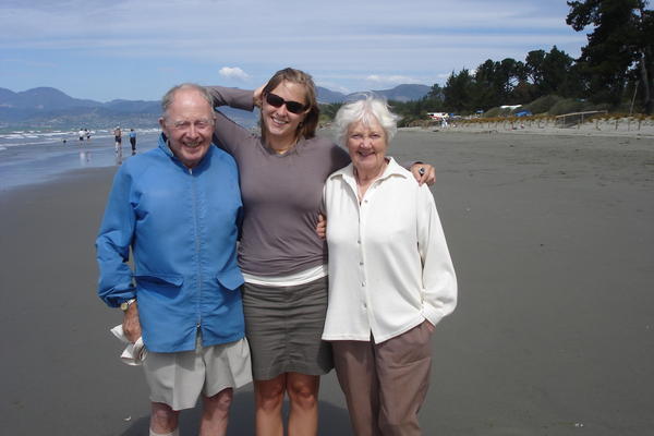 Bruce, Swish and I on the beach