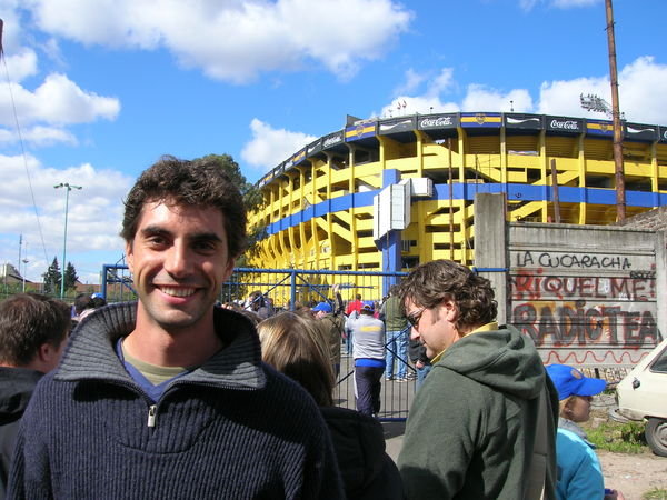 Gregor outside the Boca Juniors Stadium in Buenos Aires