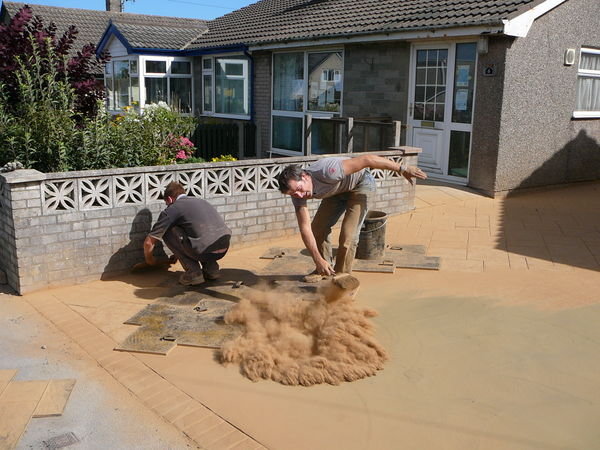 Andy putting release dust on the concrete