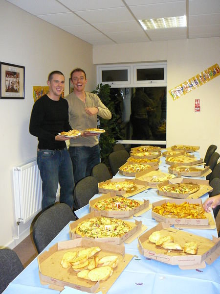 Todd and his flatmate Foz with a sh1tload of pizza