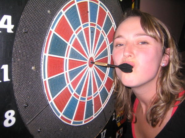 Korcula - Clare kisses her winning dart