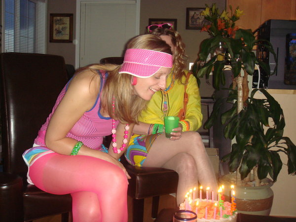 Fluro Party - Tina blows out her candles