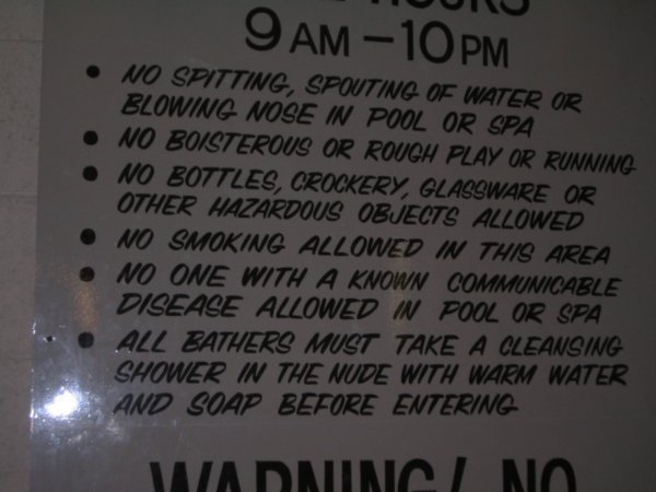 Outrageous swimming pool rules