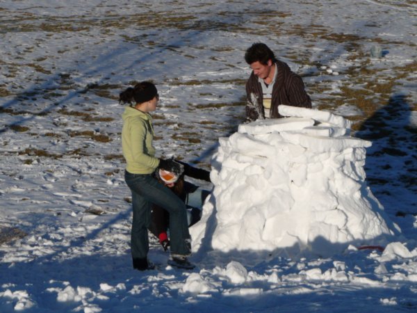 Building an igloo at the park