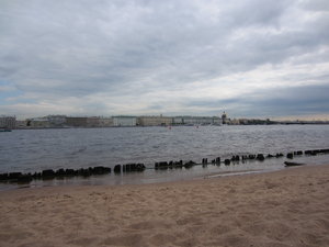 View from the beach of the city