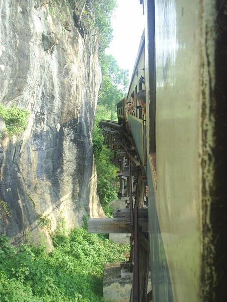 Travelling along the over the wooden viaduct