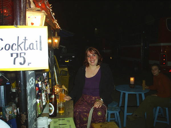Kate sat at one of the mobile bars
