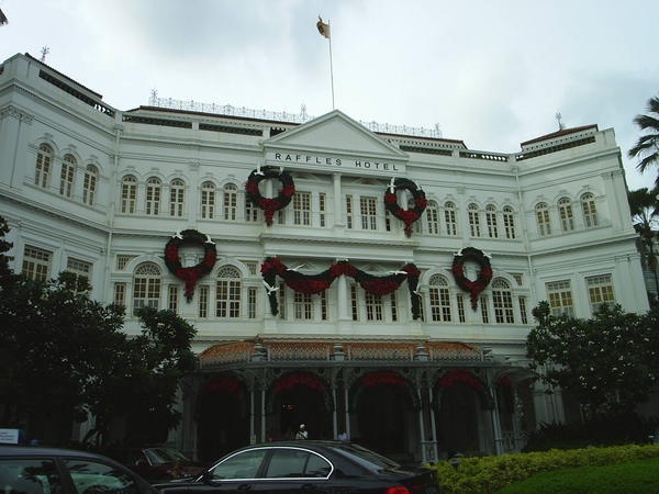 Raffles hotel in all its Christmas Colonial splender