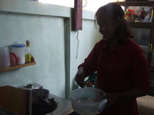 Mrs Noi teaching us Thai cooking