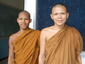 Two of the monks Kate taught on teaching practice