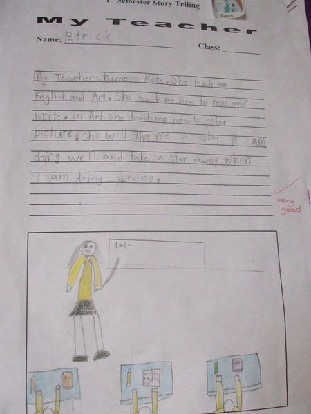 My teacher by Patrick aged 6
