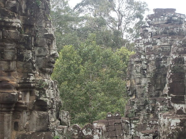 Massive heads on the Bayon temple