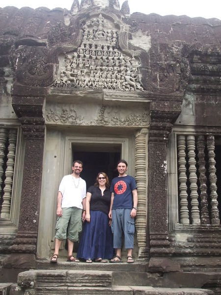 The three explorers at Angkor Wat