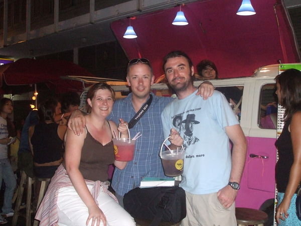 With Paul and Sarah at the cocktail camper van on Soi Rambuttri