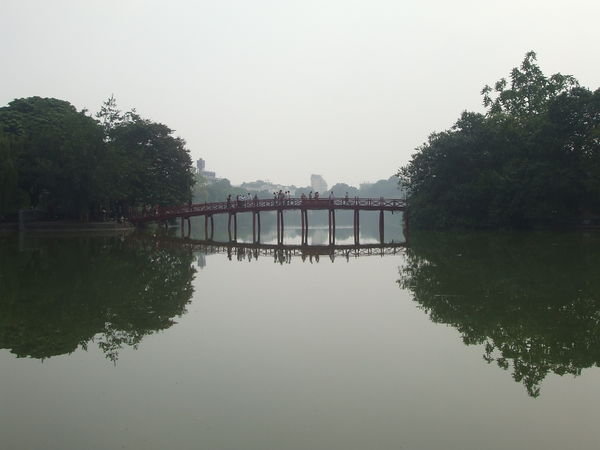 Bridge over to the temple on the lake