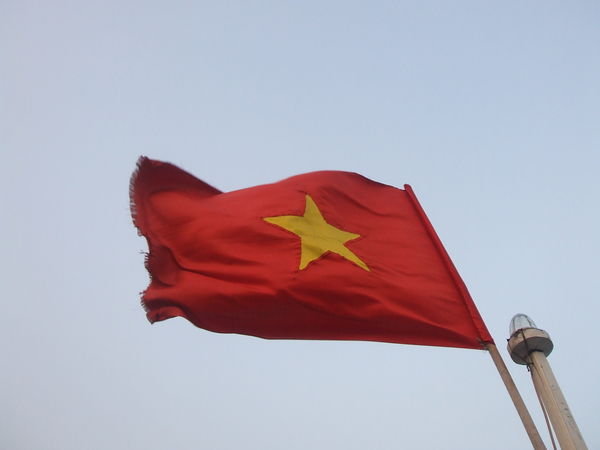 Vietnamese flag flapping in the wind