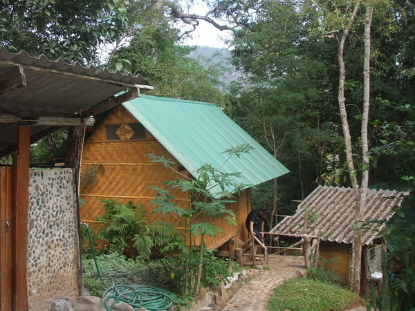Our bamboo hut at the Cave Lodge