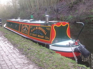Gaily painted barges