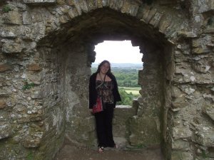 Kate at Corfe Castle