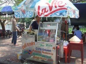 They put it through this mangle and make sugar cane juice