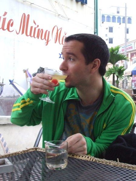 Seth with a girls drink in Haiphong