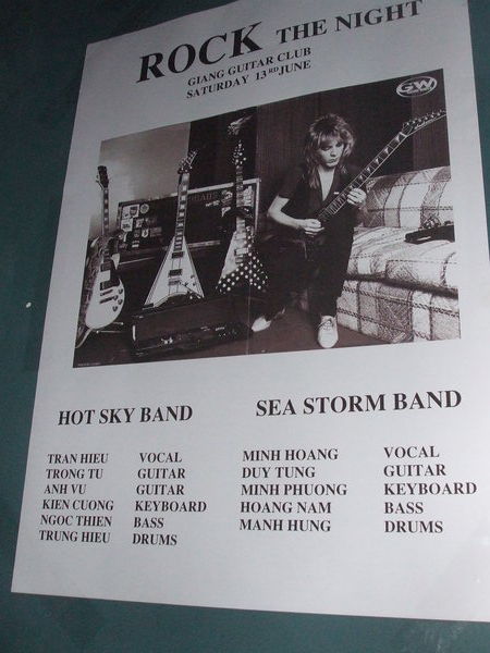 Advert for rock night at Giang Guitar
