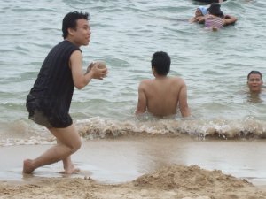 Vietnamese people playing sand-balls