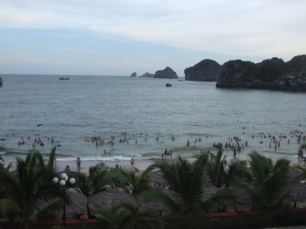 A beach full of Vietnamese holiday makers