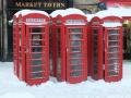 Traditional red telephone boxes in Durham