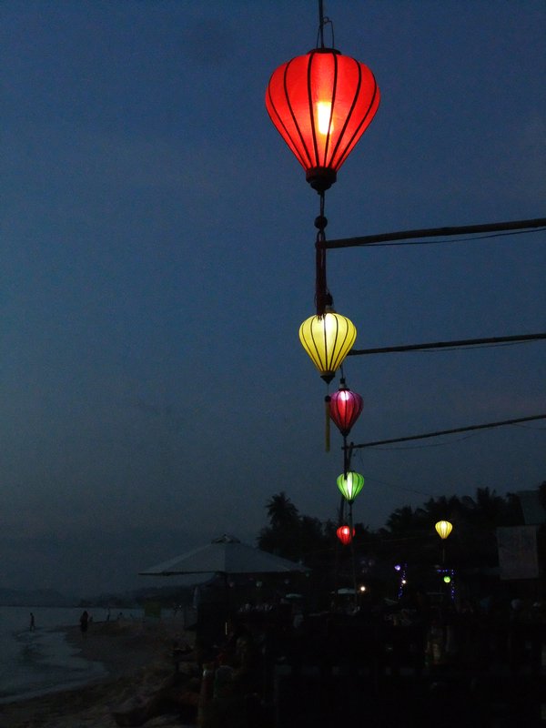 Chinese lanterns outside the beach restaurants