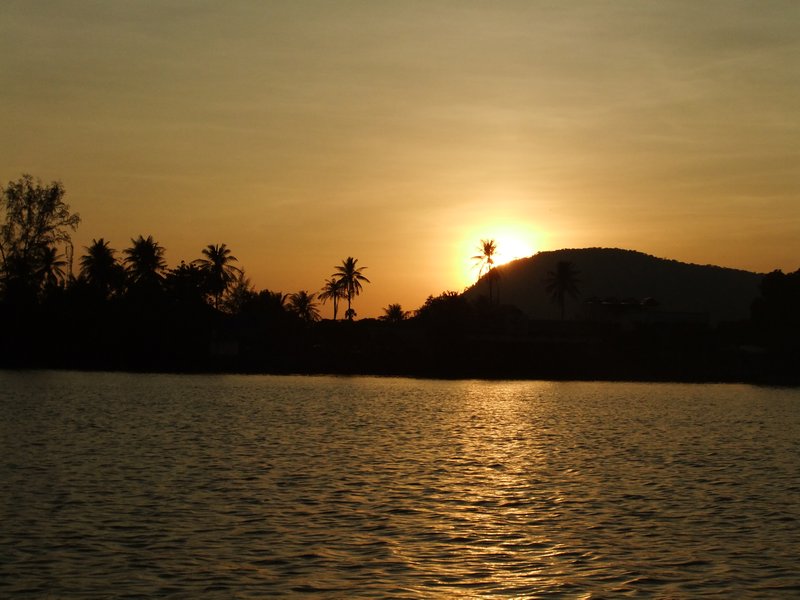 stunning sunsets on the river cruise in Kampot