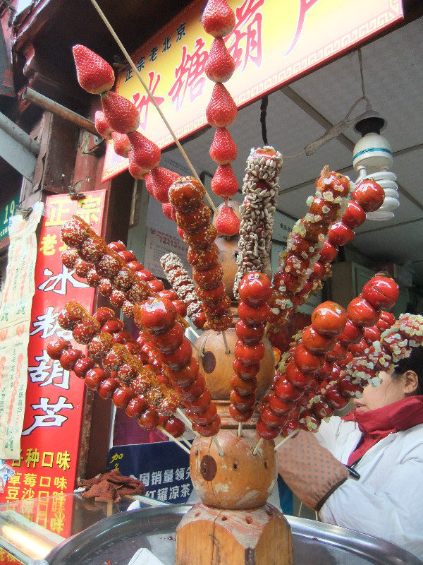 Small toffee apples on sticks