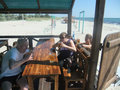 Enjoying massive beers in a little beach bar