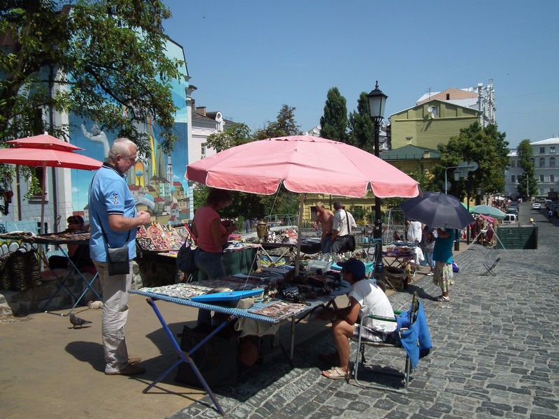 Street stalls on Andriyivskyy Descent selling all kinds of crafts and souviners