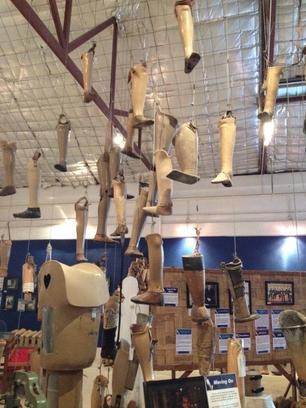 Various homemade replacement legs in the Cope Museum
