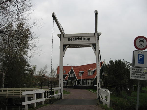 The entrance to Marken -- Beatrixbrug is the Queen of Holland...