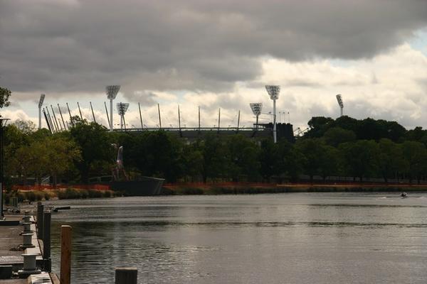 The skies look gloomy over the MCG on Boxing Day
