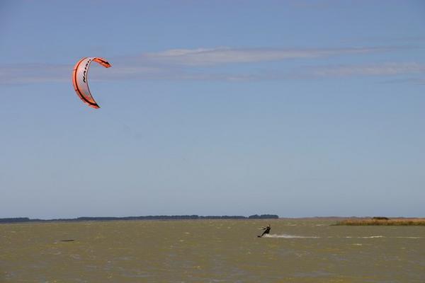 Paul kitesurfing on Lake Ellesmere near Christchurch