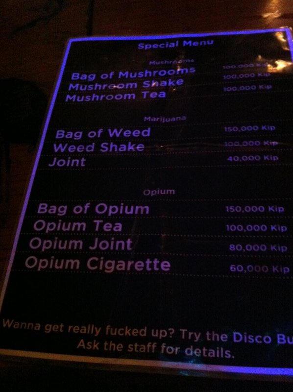 Yep a menu for drugs