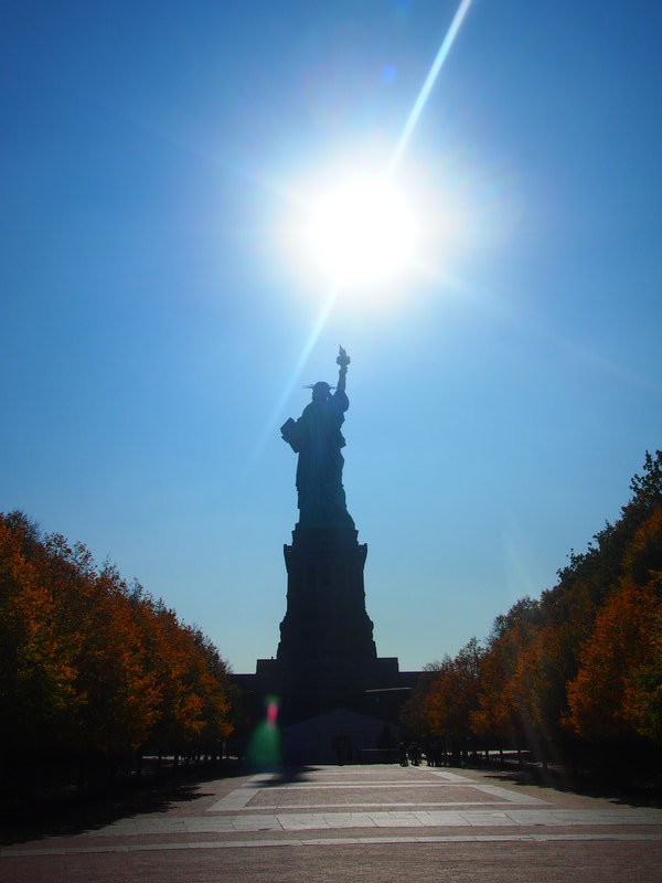 Sun shining on Lady Liberty