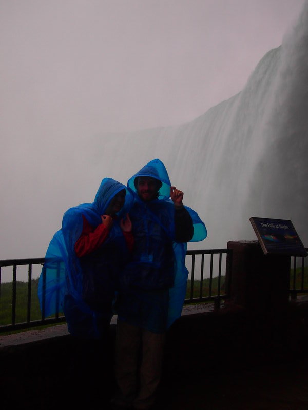 Us drenched under the falls