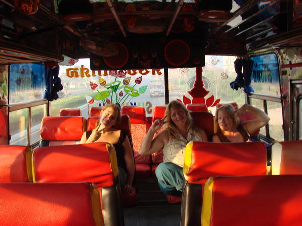 Allison, Lesley, and myself on the bus to Phitsanulok