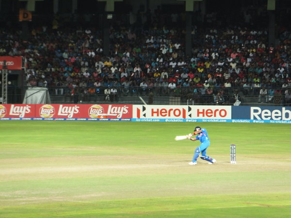 Kholi striking the ball for India