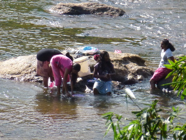 Washing in the river in Kandy 