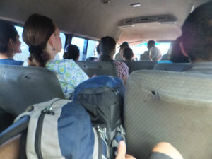 Crammed into a minibus