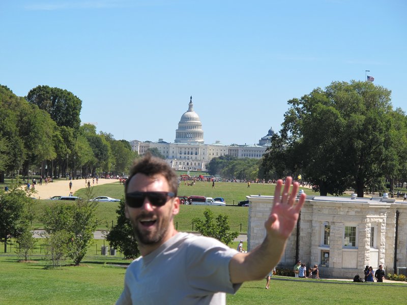 Tom doing a fly by outside the Capitol building