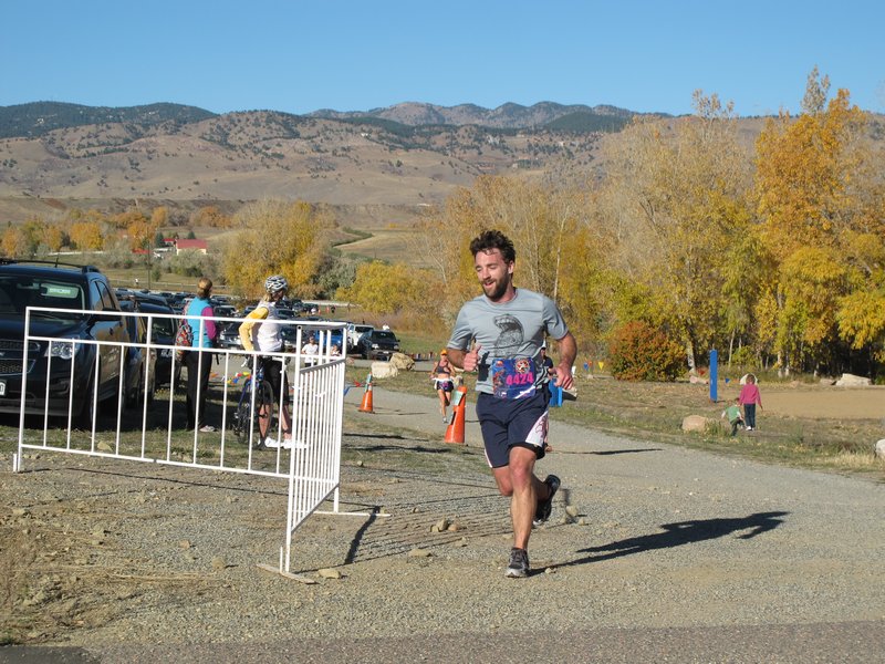 Tom doing the Boulder 5 mile - he came 9th overall