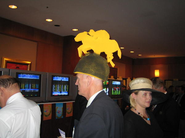 Funny man in horse hat